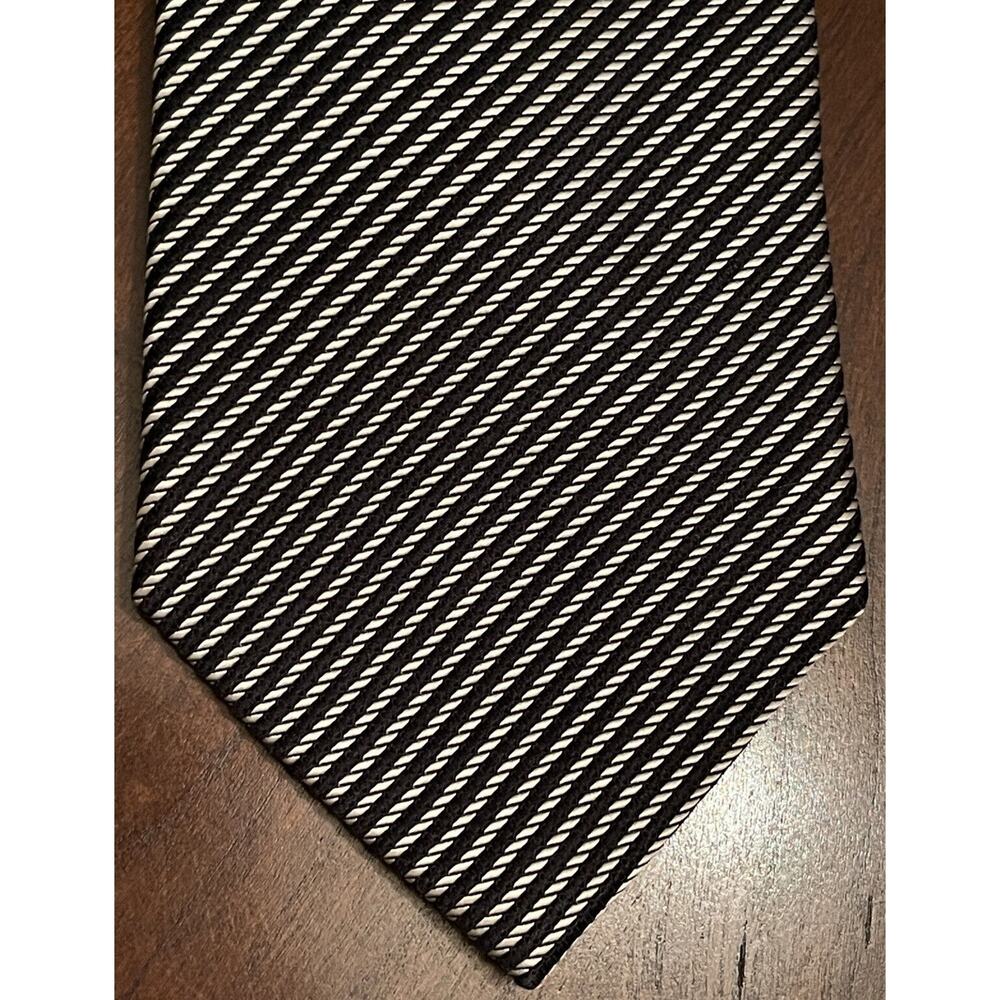 Oscar An Oscar De La Renta Company Black Gray Hand Made 100% Silk Men’s Neck Tie